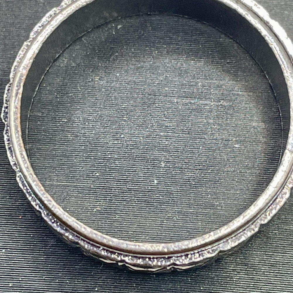 Silver Geometric Diamond Pattern Spinner Ring. Si… - image 4